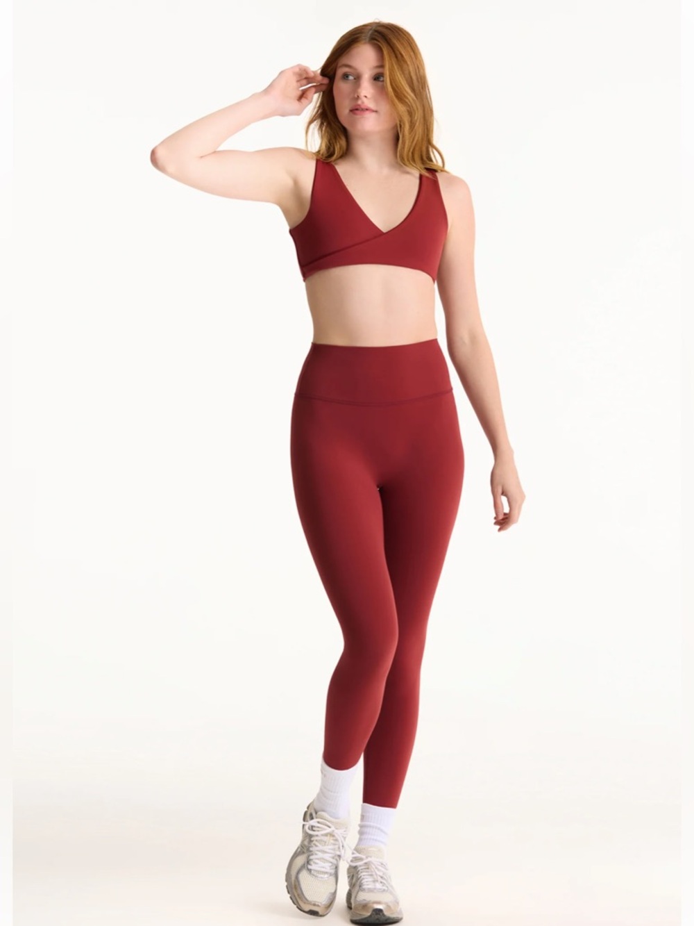 Set Active x Parke Airluxe Breathe Contrast Wrap Bra AND Leggings - SNAPPER (M)